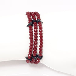 Maroon Spike Crystal Triple Wrap Bracelet