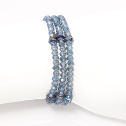 Sheer Blue Spike Crystal Triple Wrap Bracelet