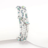 White Silver Spike Crystal Triple Wrap Bracelet