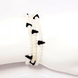 Sheer White Spike Crystal Triple Wrap Bracelet