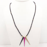 Matte Black Pink Gold Spike Necklace