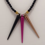 Matte Black Pink Gold Spike Necklace