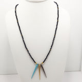 Blue Gold Gun Metal Spike Necklace