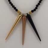 Gold Copper Matte Black Spike Necklace