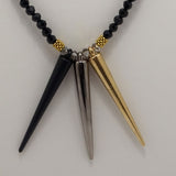 Black Gun Metal Gold Spike Necklace