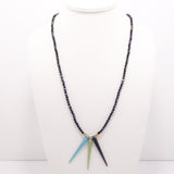 Matte Black Blue Green Spike Necklace