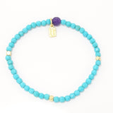 Faceted Turquoise Bead with Gold Metal Tones Single Bracelet