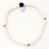 White/Silver Agate Beaded Bracelet