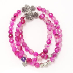 Hot Pink/Silver Hearts