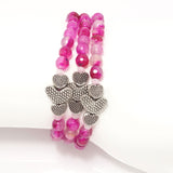 Hot Pink/Silver Hearts