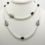 White Jade/Black and Green Gemstones