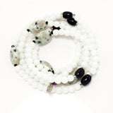 White Jade/Black and Green Gemstones