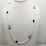 White Jade/Black and Green Gemstones