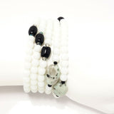 White Jade/Black and Green Gemstones