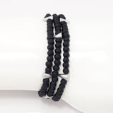 Silver Spike Beaded Triple Wrap Bracelet