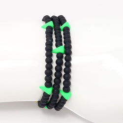 Neon Green Spike Beaded Triple Wrap Bracelet