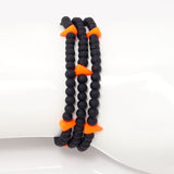 Orange Spike Beaded Triple Wrap Bracelet