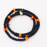 Orange Spike Beaded Triple Wrap Bracelet