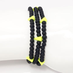 Neon Yellow Spike Beaded Triple Wrap Bracelet