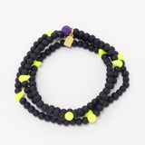 Neon Yellow Spike Beaded Triple Wrap Bracelet