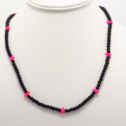 Neon Pink Spike Beaded Triple Wrap Bracelet