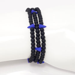 Royal Blue Spike Beaded Triple Wrap Bracelet