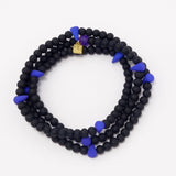 Royal Blue Spike Beaded Triple Wrap Bracelet