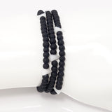 Black and White Spike Beaded Triple Wrap Bracelet