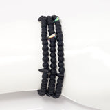 Black Spike Beaded Triple Wrap Bracelet