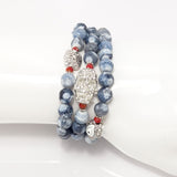 Denim Blue/Silver Rhinestone Skull