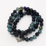 Dark Emerald Blue/Black/Silver Skull