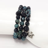 Dark Emerald Blue/Black/Silver Skull