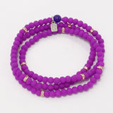 Bright Purple Rose Gold Beaded Triple Wrap Bracelet