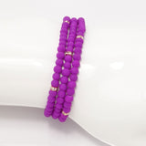 Bright Purple Rose Gold Beaded Triple Wrap Bracelet