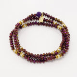 Magenta Gold Crystal Triple Wrap Bracelet