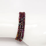 Magenta Black Crystal Tiple Wrap Bracelet