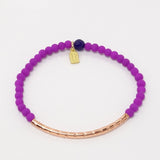 Bright Purple Rubber Glass Beads/Rose Gold