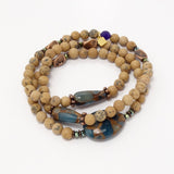 Natural Wood/Aqua Gemstones