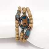 Natural Wood/Aqua Gemstones