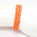 Orange Black Beaded Triple Wrap Bracelet