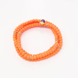 Orange Gold Beaded Triple Wrap Bracelet