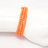 Orange Gold Beaded Triple Wrap Bracelet