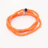 Orange Rose Gold Beaded Triple Wrap Bracelet