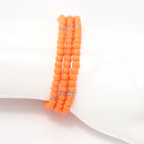 Orange Rose Gold Beaded Triple Wrap Bracelet