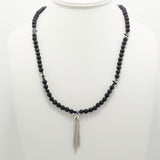 Black Lava Spike Tassel Beaded Necklace