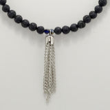 Black Lava Spike Tassel Beaded Necklace