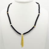 Matte Black Spike Tassel Beaded Necklace