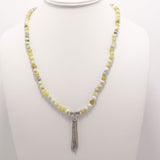 Yelllow Melon Silver Tassel Beaded Necklace