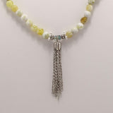 Yelllow Melon Silver Tassel Beaded Necklace