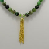 Army Green Speckled Tassel Beaded Necklace